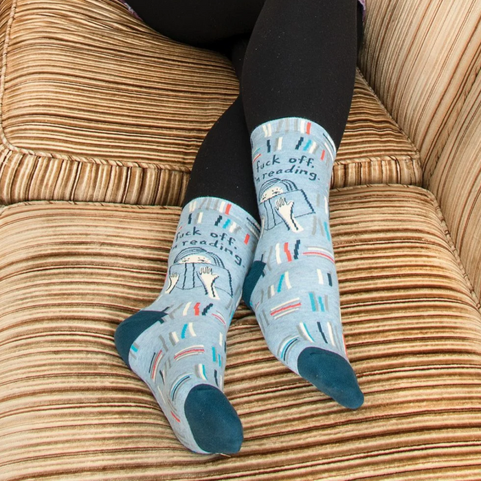 Blue Q Women's Crew Socks 'Fuck Off I'm Reading'