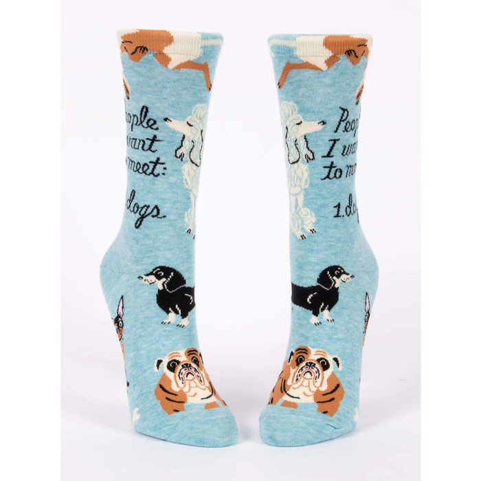 Blue Q Women's Crew Socks 'People I Want To Meet: 1. Dogs'