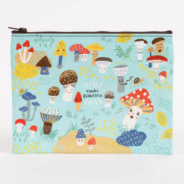 Blue Q Zipper Pouch Cute Lil' Mushrooms 'You're Beautiful'