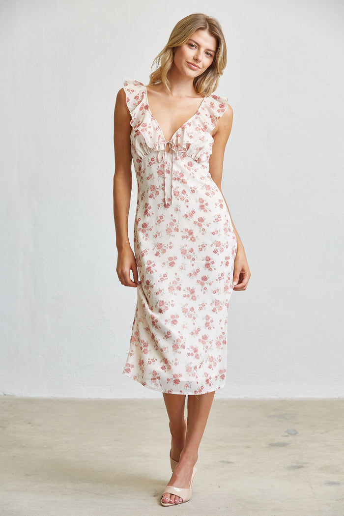 Blush Garden Floral Midi Dress - SALE
