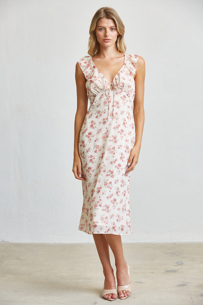 Blush Garden Floral Midi Dress - SALE
