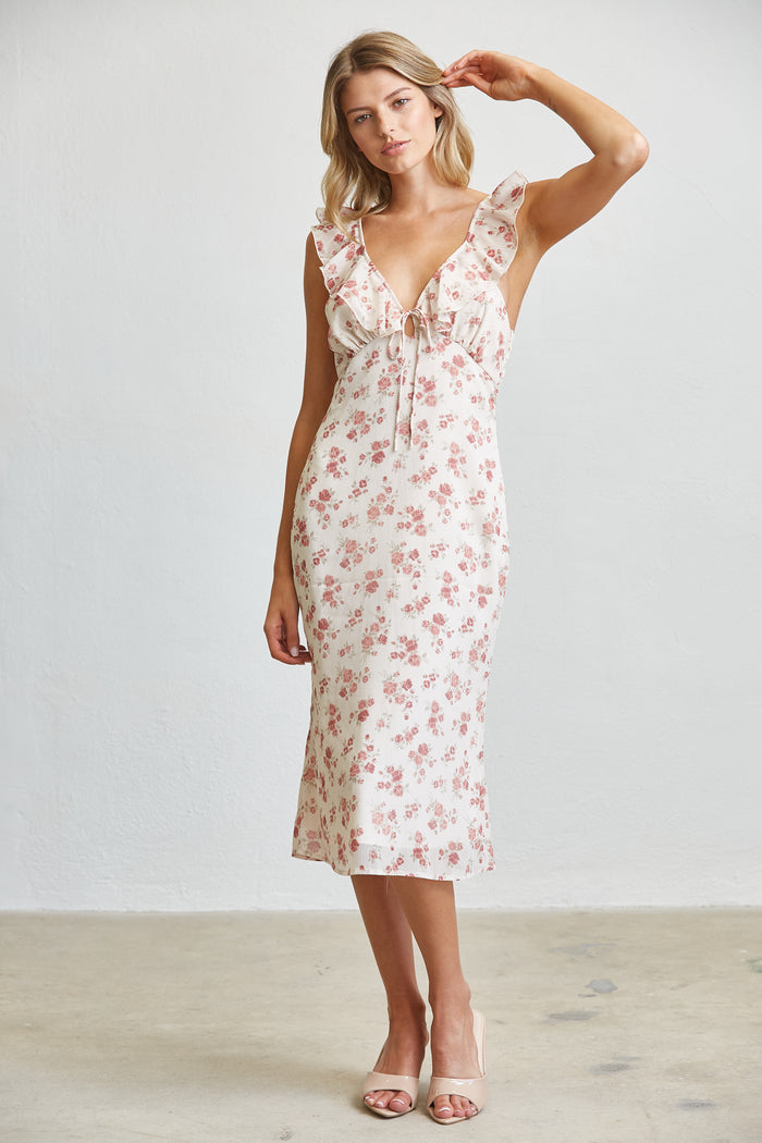 Blush Garden Floral Midi Dress - SALE
