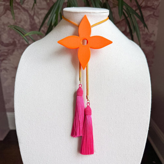 Bolo Ace of Diamonds Bolo Orange Citrus with Golden Yellow & Fuchsia