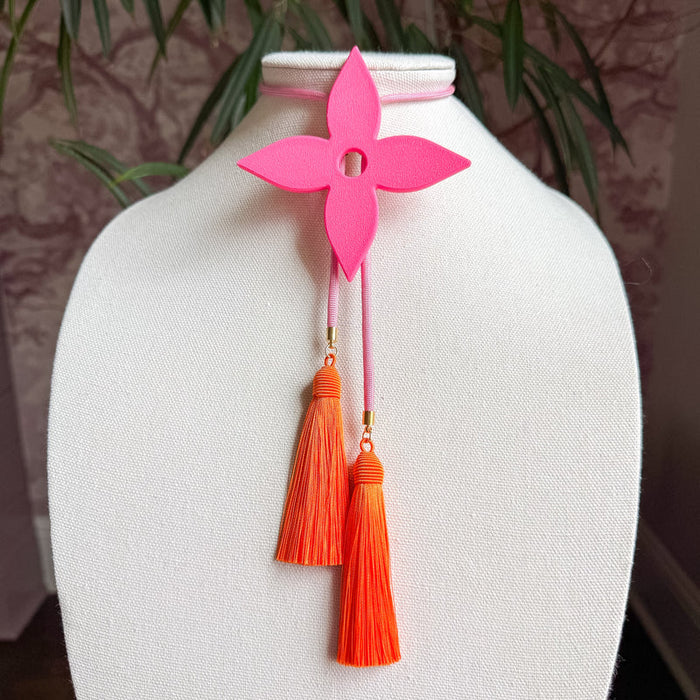 Bolo Ace of Diamonds Flamingo Pink with Bubblegum Pink & Orange