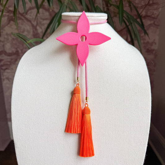 Bolo Ace of Diamonds Flamingo Pink with Bubblegum Pink & Orange