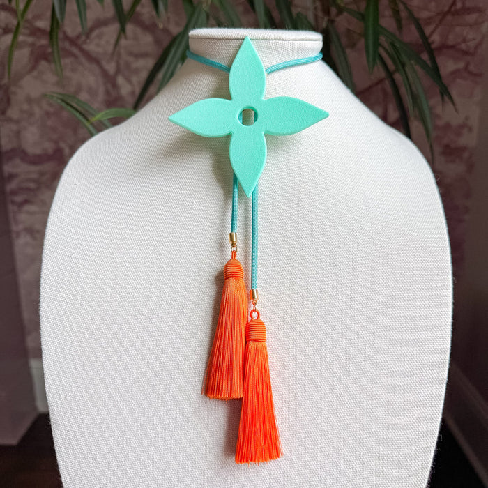 Bolo Ace of Diamonds Turquoise with Turquoise & Orange