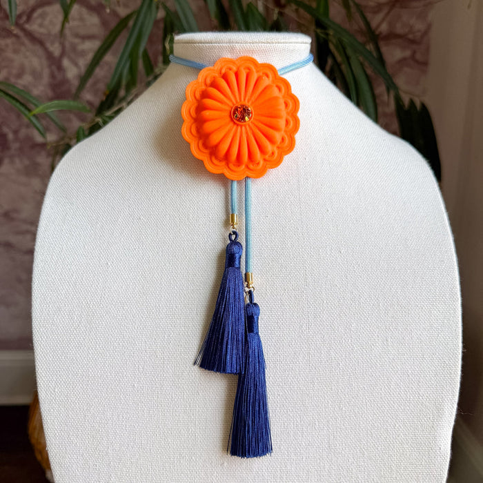 Bolo Concho Orange Citrus with Baby Blue & Navy