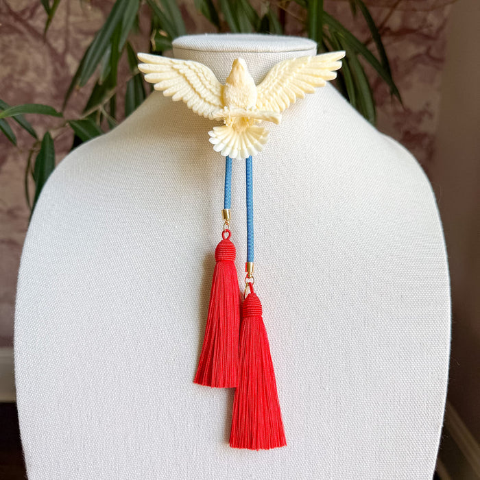 Bolo Eagle Ivory with Baby Blue & Red