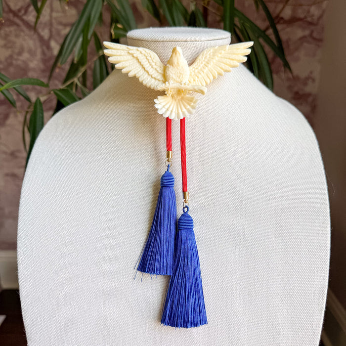 Bolo Eagle Ivory with Red & Royal Blue
