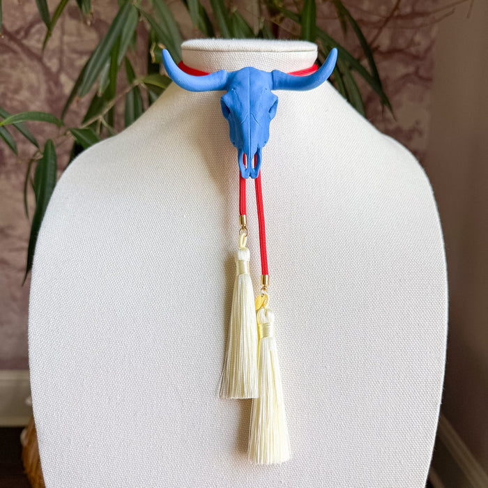Bolo Longhorn Ocean Blue with Red & Ivory