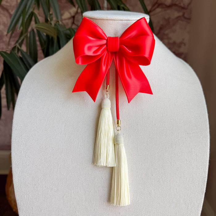 Bolo Ribbon Bow Candy Red with Red & Ivory