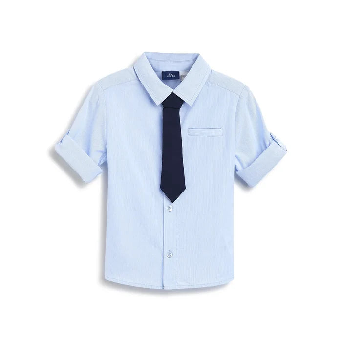 Boys Blue Solid Casual Shirt