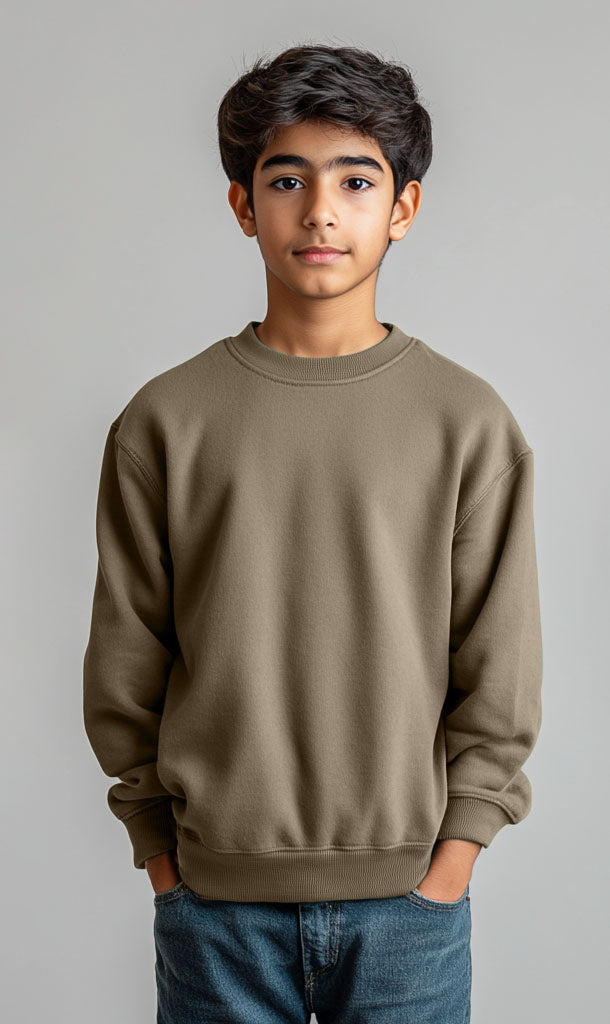 Boys Brown Crewneck Sweatshirt – Soft & Cozy - Hinz Clothing