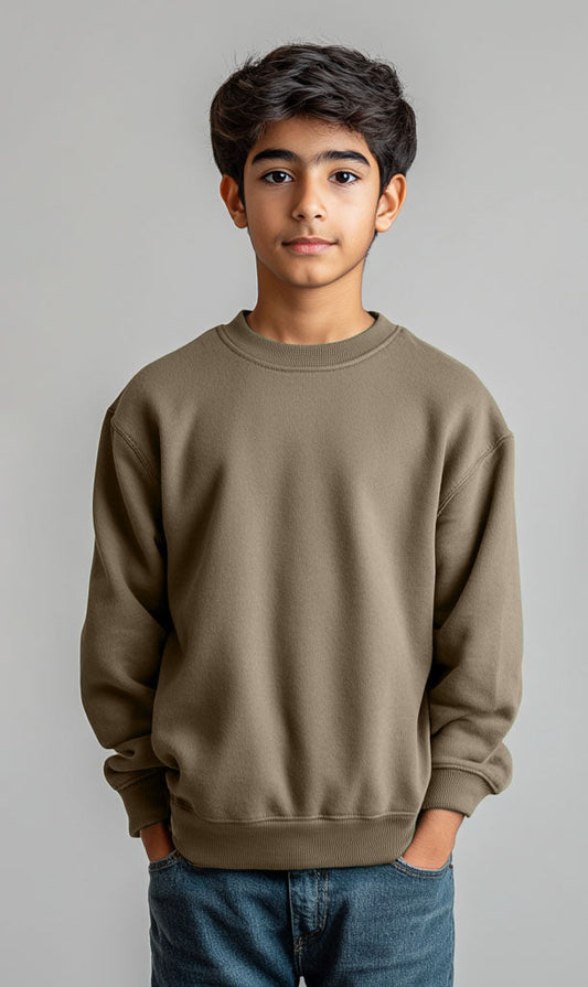 Boys Brown Crewneck Sweatshirt – Soft & Cozy - Hinz Clothing