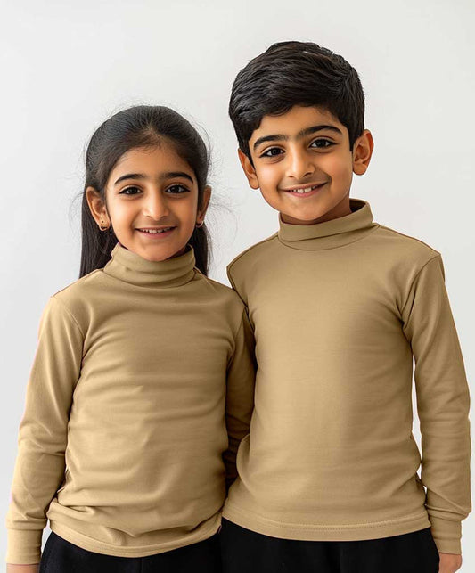 Girls’ Classic Beige High Neck Top - Hinz Clothing