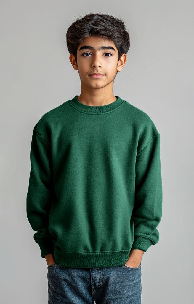 Boys Green Sweatshirt – Warm & Breathable (Fleece) - Hinz Clothing