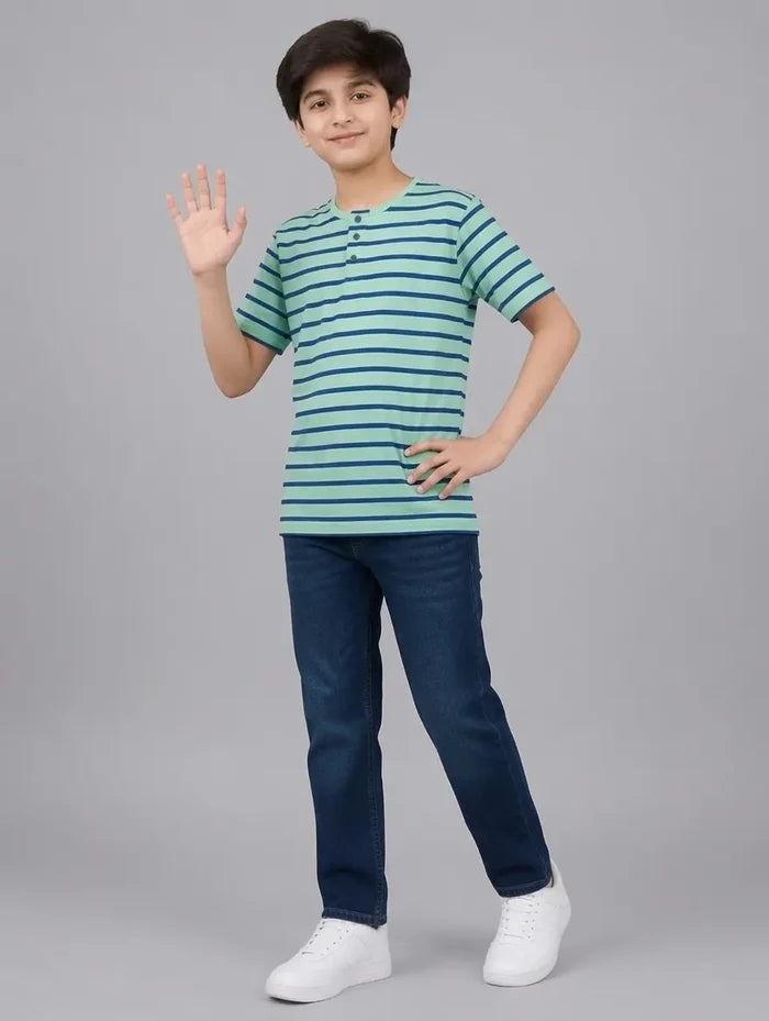 Boys Striped Henley T-Shirt Pack of 2 - Hinz Clothing