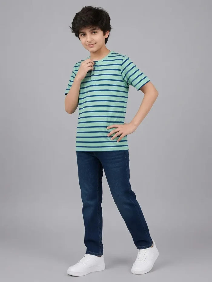 Boys Striped Henley T-Shirt Pack of 2 - Hinz Clothing