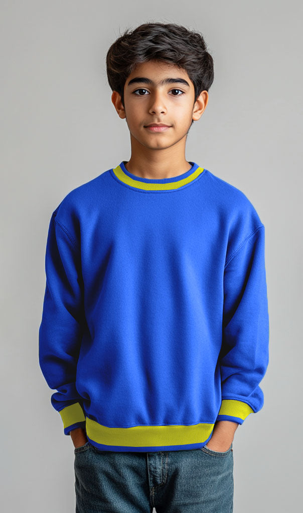 Boys Royal Blue Sweatshirt – Cozy Fleece with Contrast Trim - Hinz Clothing
