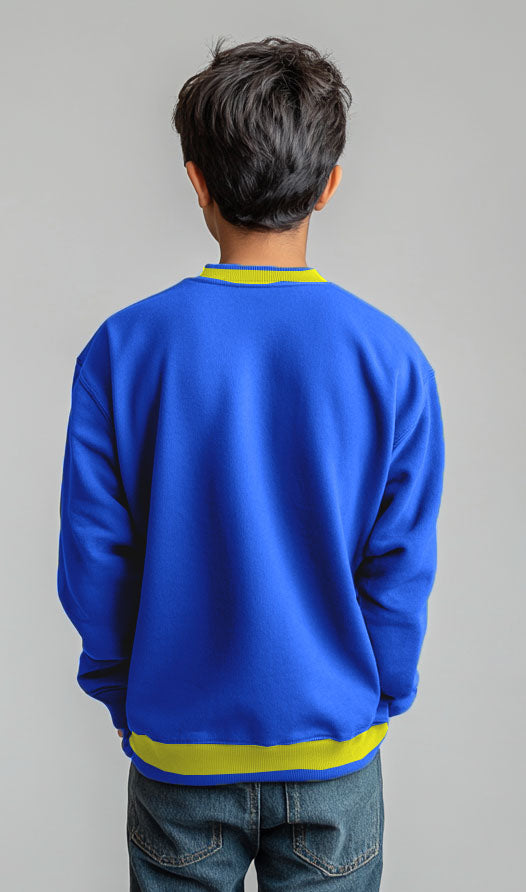 Boys Royal Blue Sweatshirt – Cozy Fleece with Contrast Trim - Hinz Clothing