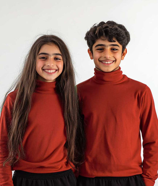 Girls/Boys High Neck Tops (Red) - Hinz Clothing