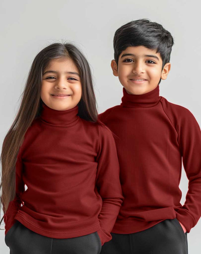 Girls/Boys High Neck Tops (Red) - Hinz Clothing