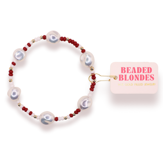 Bracelet Sadie Sprinkle Maroon & White
