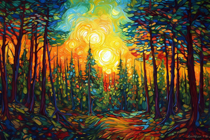 Breathtaking Forest Landscape Northern Lights
