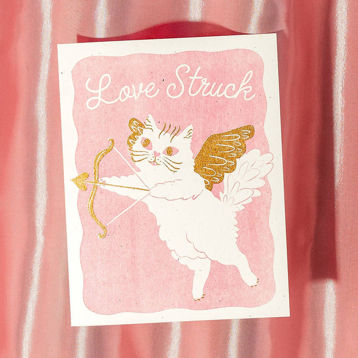 Bromstad Love/Anniversary Card Love Struck Cupid Cat