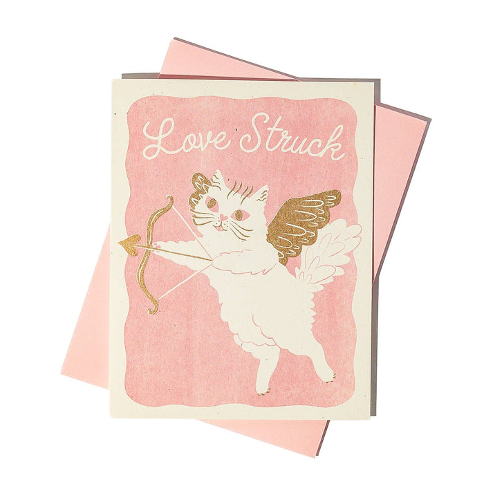 Bromstad Love/Anniversary Card Love Struck Cupid Cat