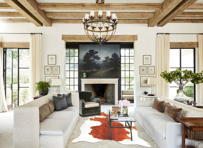 Brown and White Cowhide Rug #B2427