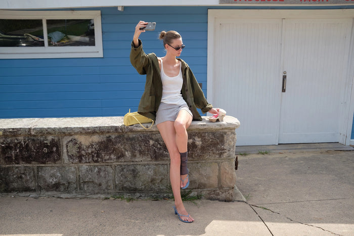Buckle Flip-flops Denim
