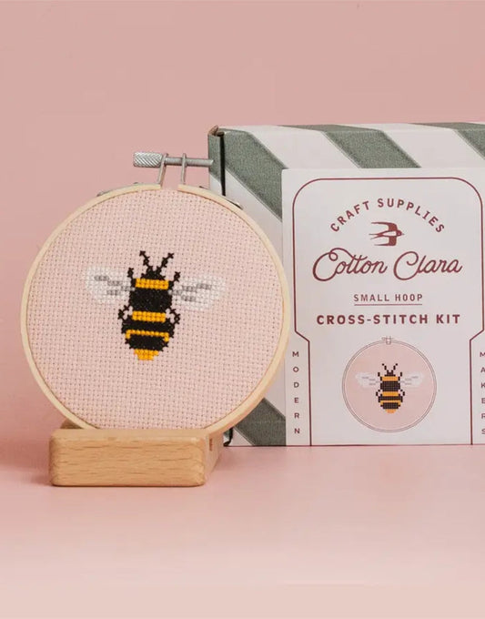 Bumble Bee Beginner's Cross Stitch Kit, Cotton Clara