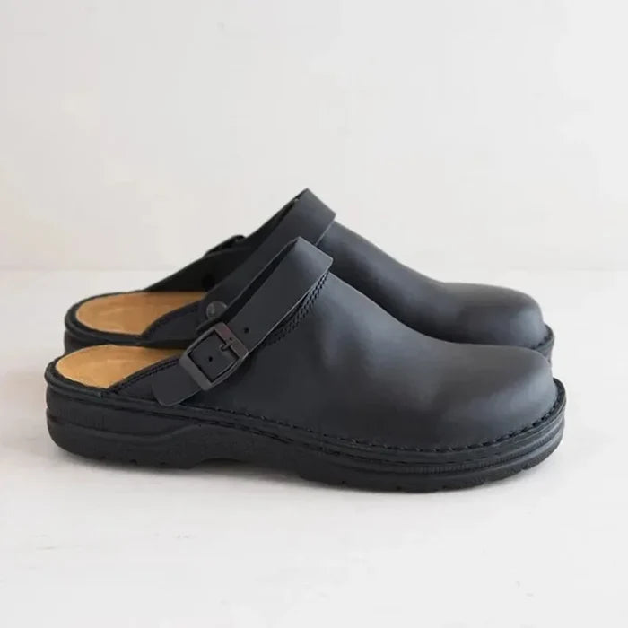 Calira | Women's Clogs – Slip-On Mule Shoes Closed Toe Buckle Comfortable Work Shoes