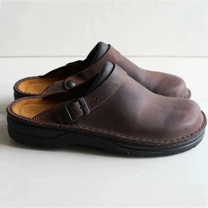 Calira | Women's Clogs – Slip-On Mule Shoes Closed Toe Buckle Comfortable Work Shoes