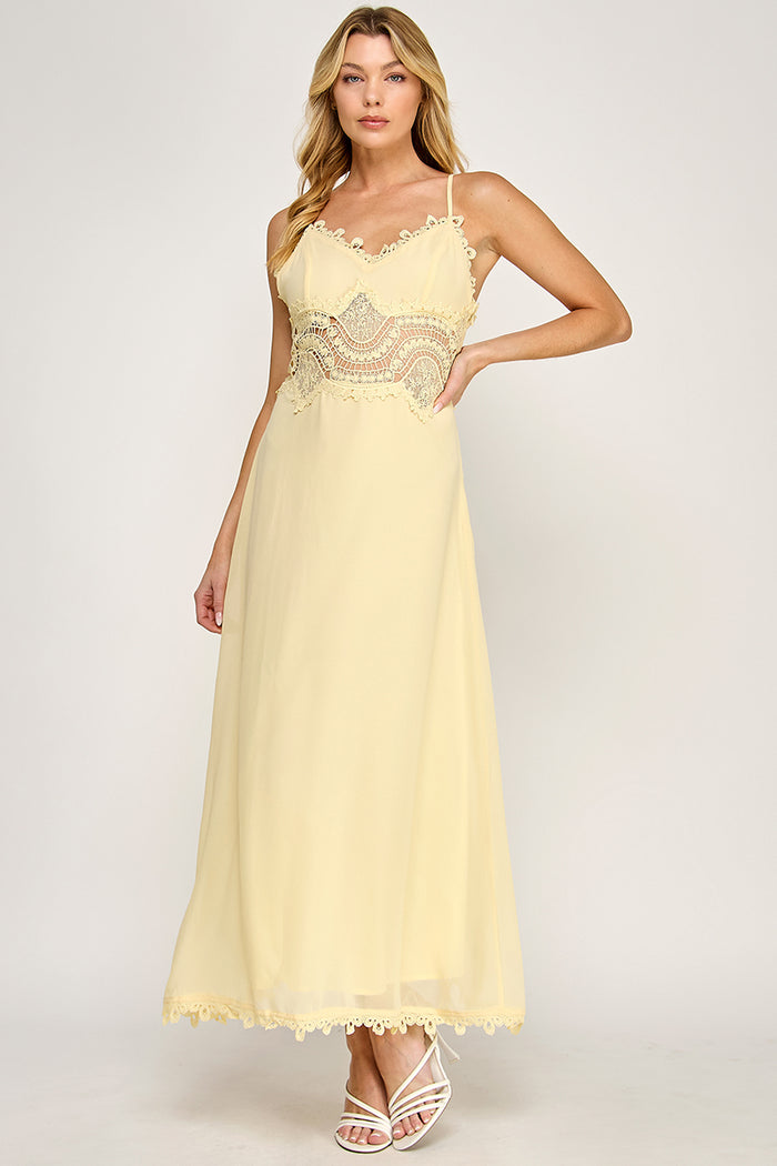 Cami Scallop Lace Waist Detail Maxi Dress - SALE