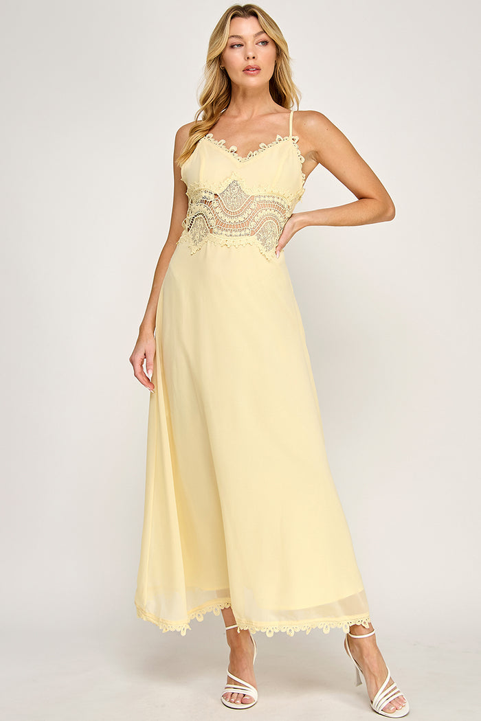 Cami Scallop Lace Waist Detail Maxi Dress - SALE