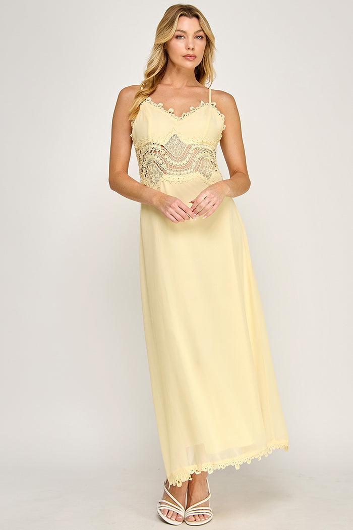 Cami Scallop Lace Waist Detail Maxi Dress - SALE