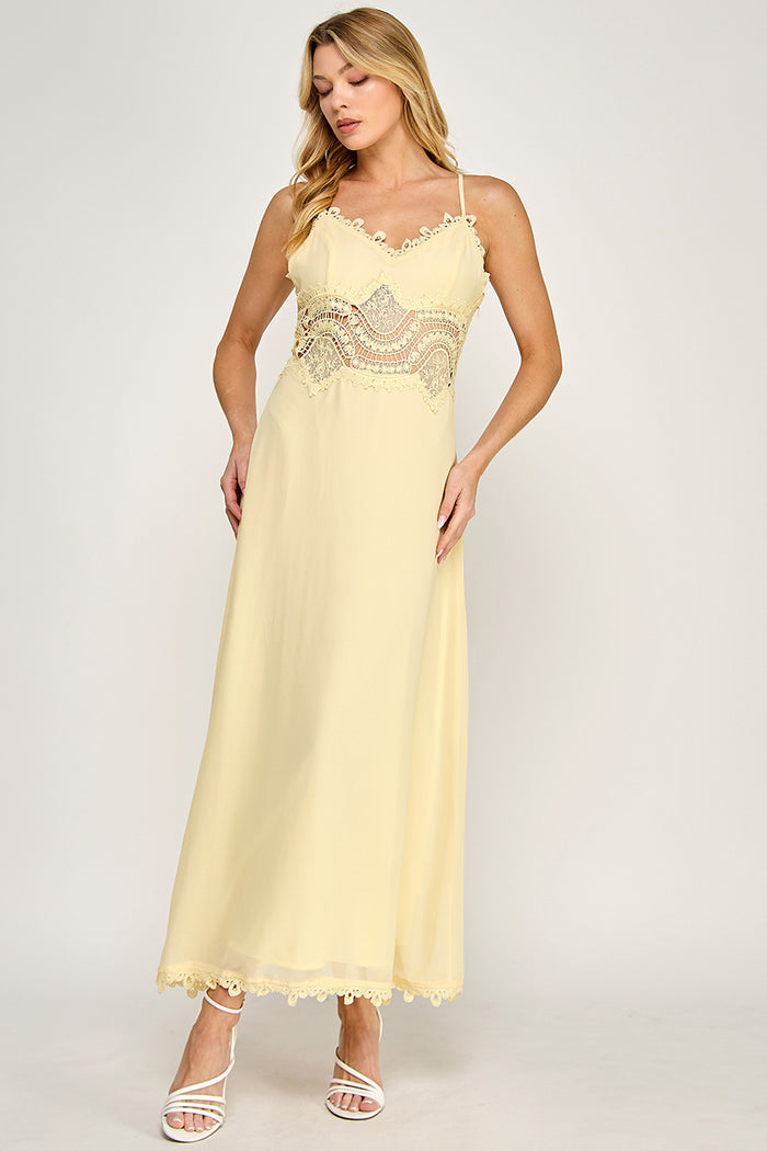 Cami Scallop Lace Waist Detail Maxi Dress - SALE