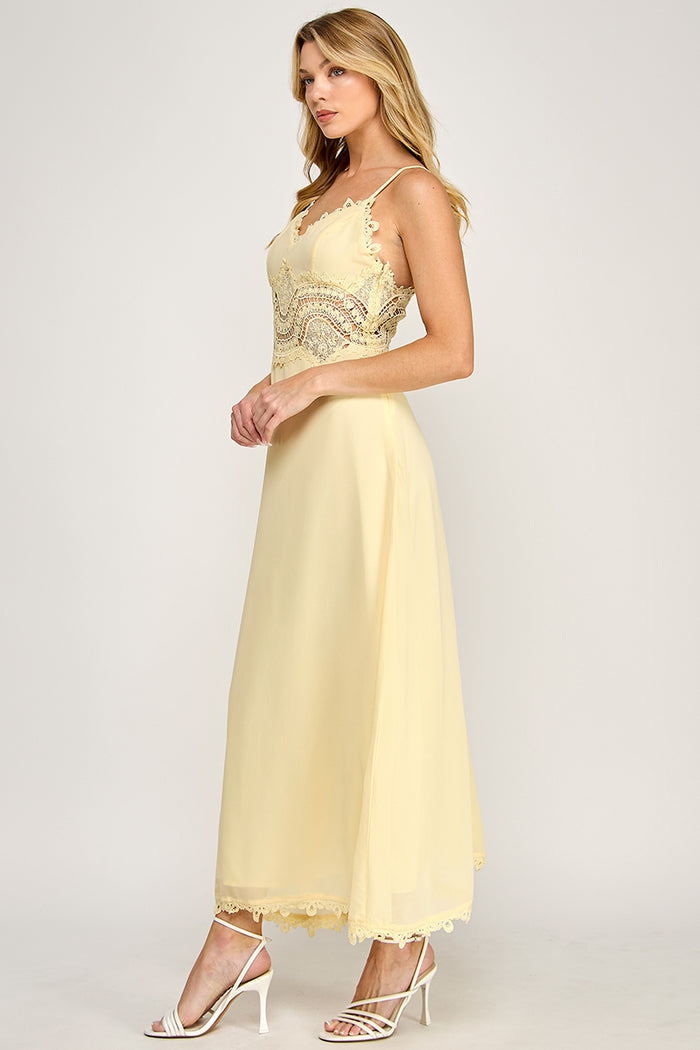 Cami Scallop Lace Waist Detail Maxi Dress - SALE