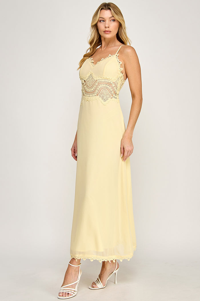 Cami Scallop Lace Waist Detail Maxi Dress - SALE