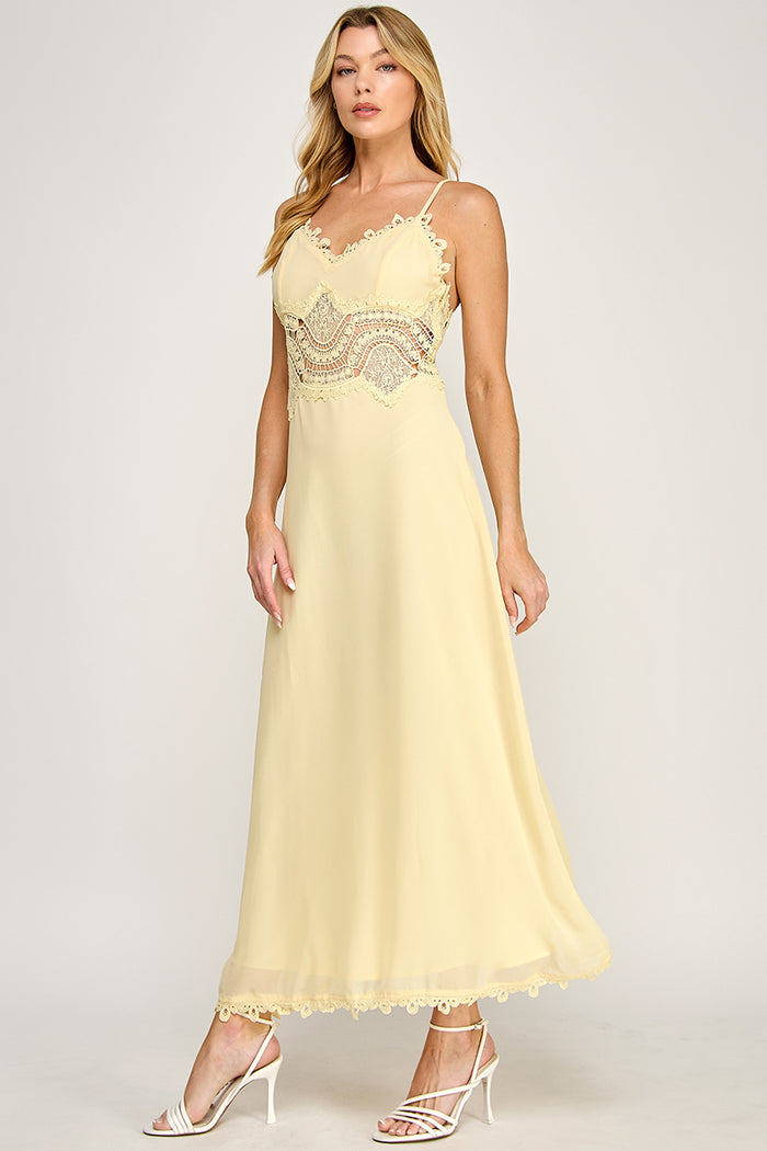 Cami Scallop Lace Waist Detail Maxi Dress - SALE