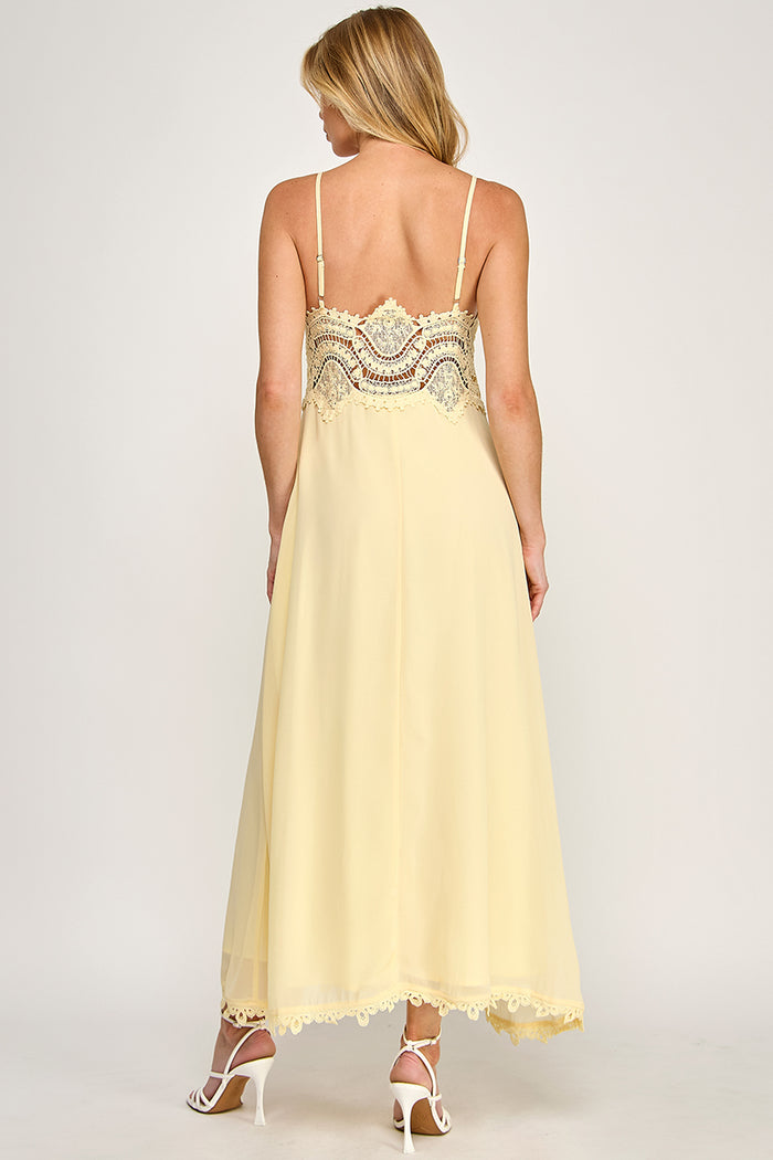 Cami Scallop Lace Waist Detail Maxi Dress - SALE