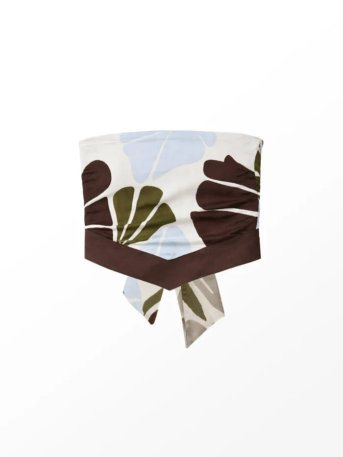 Stencil Floral Print Scarf Style Top