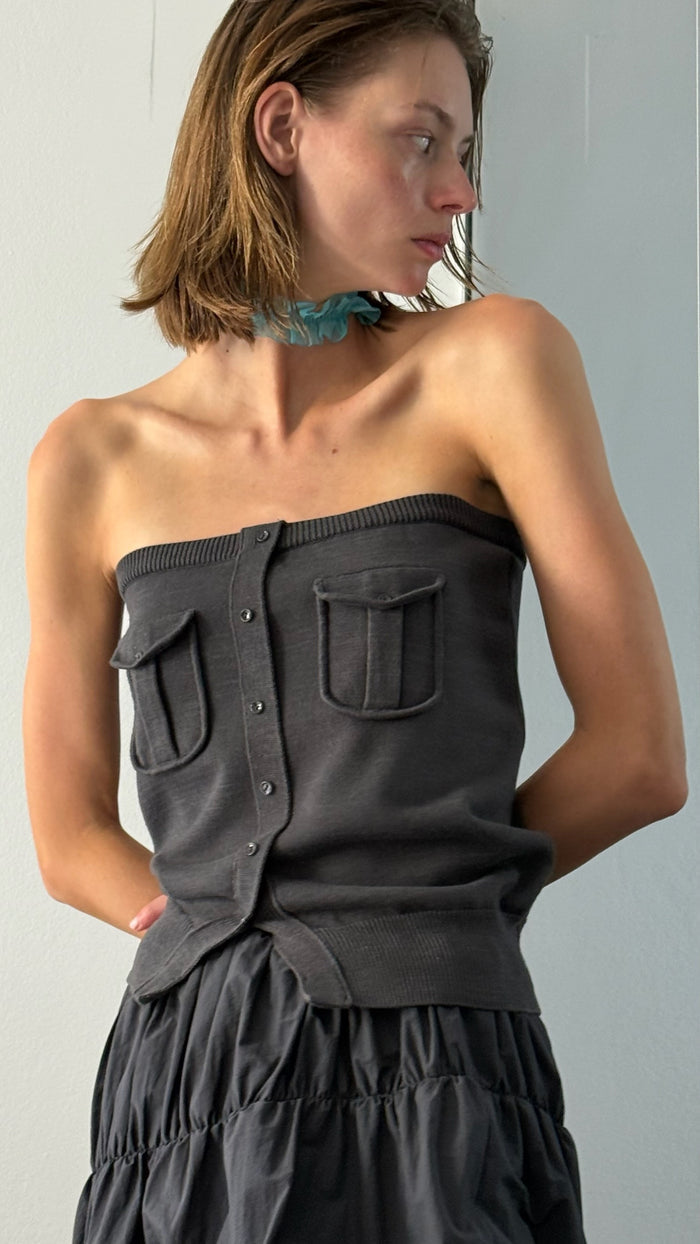 Cargo Pocket Knit Tube Top