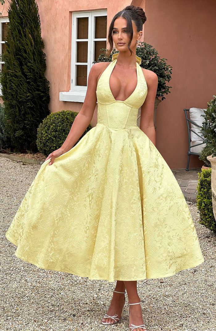 Caroline | Women's Wedding Guest Embellished V-Neck Dress