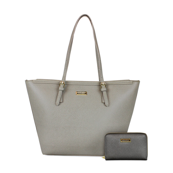 Cartera Tempo + Billetera Trifold gris