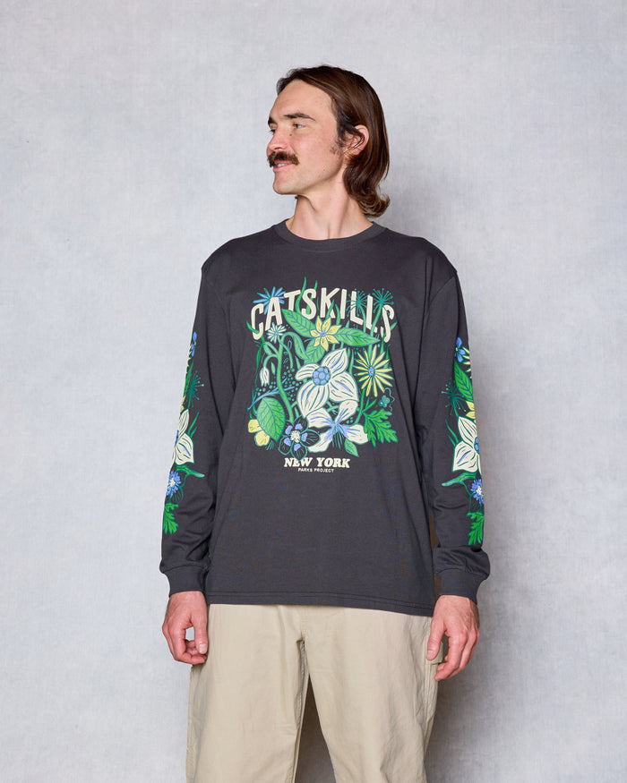 Shop Catskills Flower Patch Long Sleeve Tee Inspired by Catskills Park | vintage-black