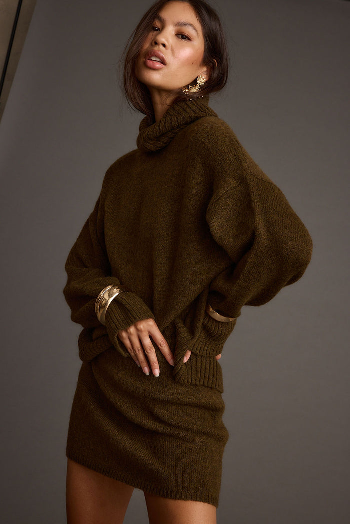 Detail shot of the Cedar Sweater Mini Skirt highlighting the design elements.