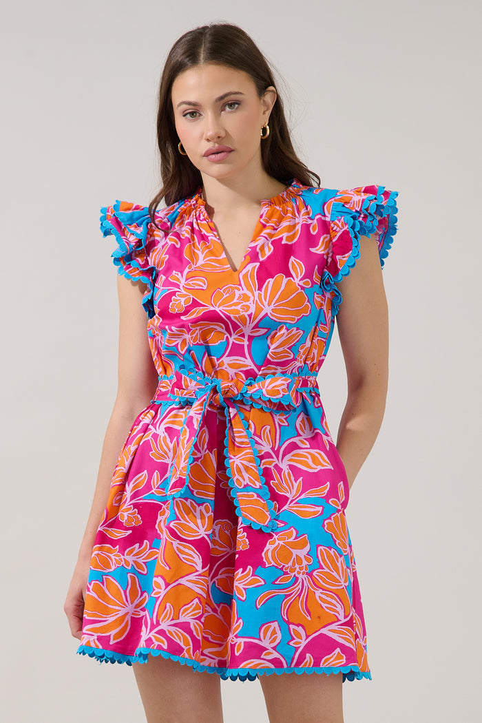 Cerina Ruffle Shift Mini Dress Dalsia Floral